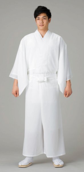 画像1: お寺用二部式白衣【夏用の上下セット】 (1)
